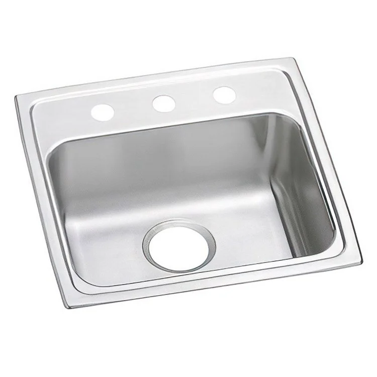 Kitchen Sink Lustertone Gourmet 19 x 18 Inch Single Bowl 2 Hole ADA Lustrous Highlighted Satin Top Mount Rectangle Drain Location Rear Center Depth 4 Inch Full Spray Sides and Bottom