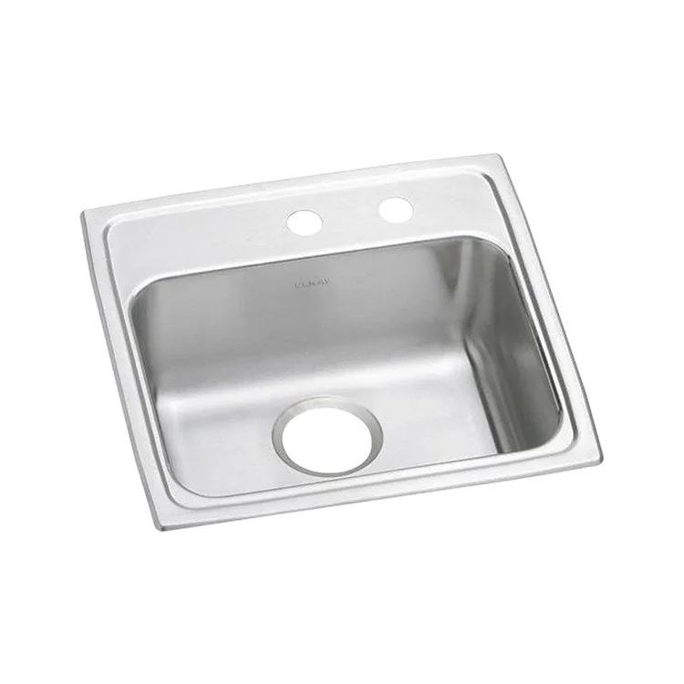 Kitchen Sink Lustertone Classic 19.5 x 19 Inch Single Bowl MR2 Hole ADA Lustrous Satin Drop-In Rectangle Drain Location Rear Center Depth 5-1/2 Inch Bottom Only Pads