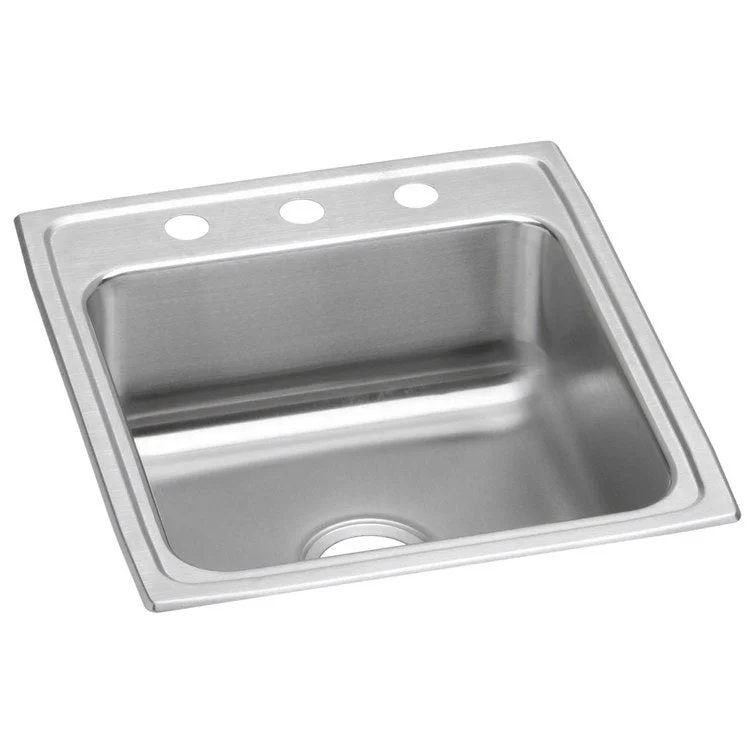 Kitchen Sink Lustertone Classic 19.5 x 22 Inch Single Bowl 2 Hole ADA Lustrous Satin Drop-In Rectangle Drain Location Rear Center Depth 6 Inch Bottom Only Pads