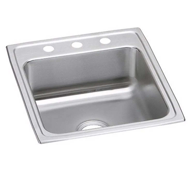 Kitchen Sink Lustertone Classic 19.5 x 22 Inch Single Bowl ADA Lustrous Satin Drop-In Rectangle Drain Location Rear Center Depth 6-1/2 Inch Bottom Only Pads