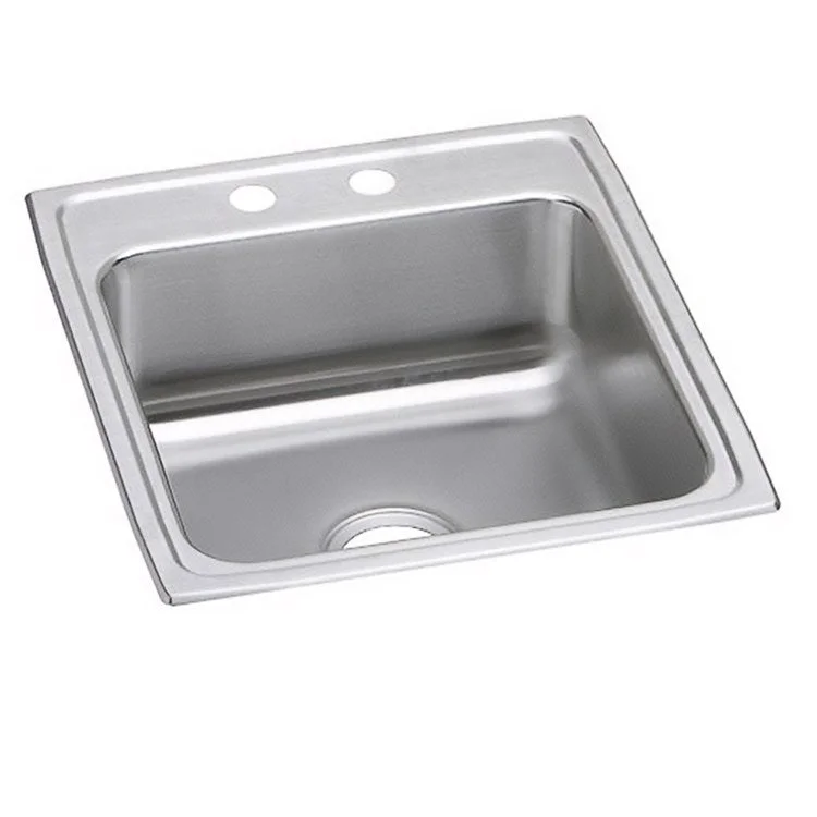 Kitchen Sink Lustertone Classic 19.5 x 22 Inch Single Bowl 2 Hole ADA Lustrous Satin Drop-In Rectangle Drain Location Rear Center Depth 6-1/2 Inch Bottom Only Pads