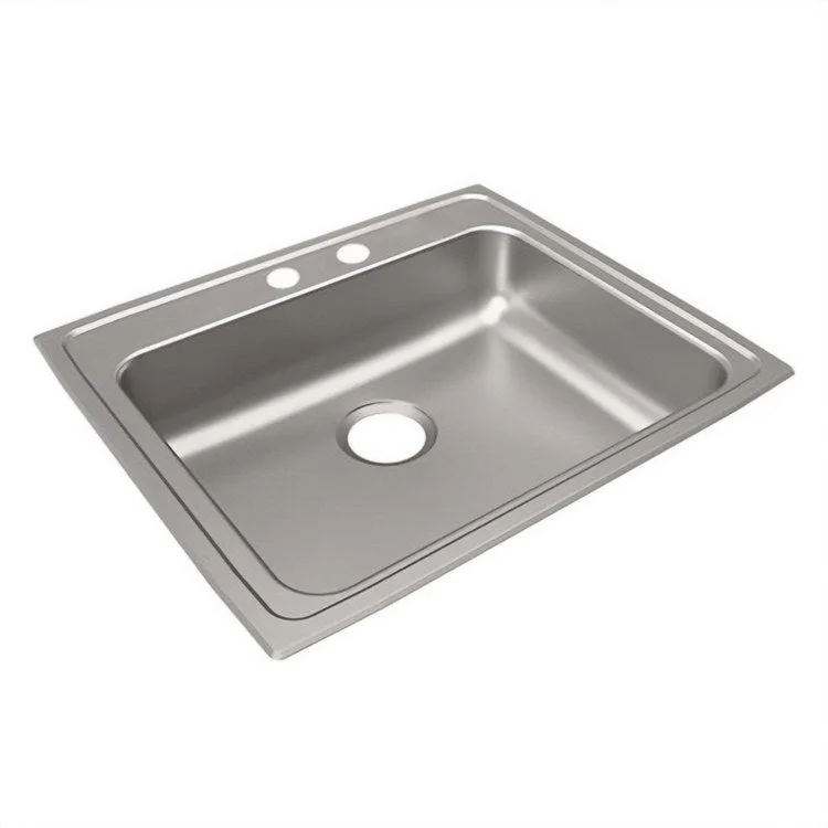 Lustertone Classic 22" Single Bowl ADA Stainless Steel Drop-In Kitchen Sink with 2 Holes