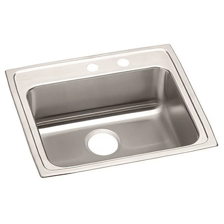 Kitchen Sink Lustertone Classic 25 x 21.25 Inch Single Bowl MR2 Hole ADA Lustrous Satin Drop-In Rectangle Drain Location Rear Center Depth 5-1/2 Inch Bottom Only Pads