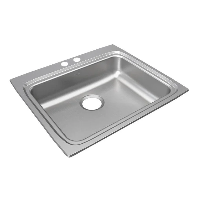 Lustertone Classic 25" Single Bowl ADA Stainless Steel Drop-In Kitchen Sink with 2 Holes