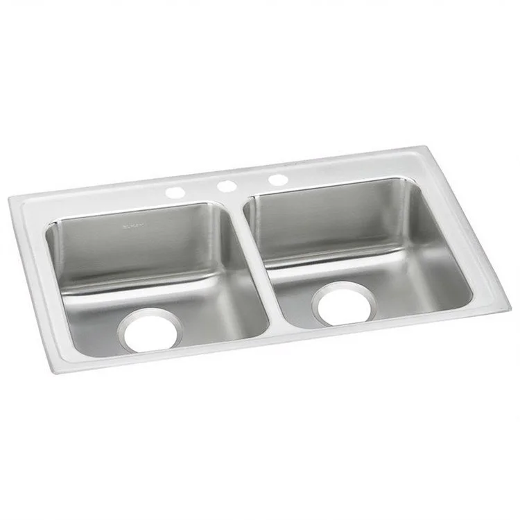 Lustertone Classic 33" Equal Double Bowl ADA Stainless Steel Drop-In Kitchen Sink with 3 Holes