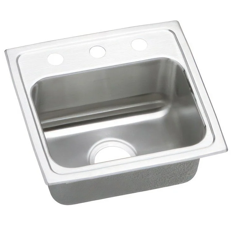 Kitchen Sink Lustertone Classic 17 x 16 Inch Single Bowl 3 Hole ADA Lustrous Satin Drop-In Rectangle Drain Location Center Depth 6 Inch Quick Clip Mounting System Bottom Only Pads