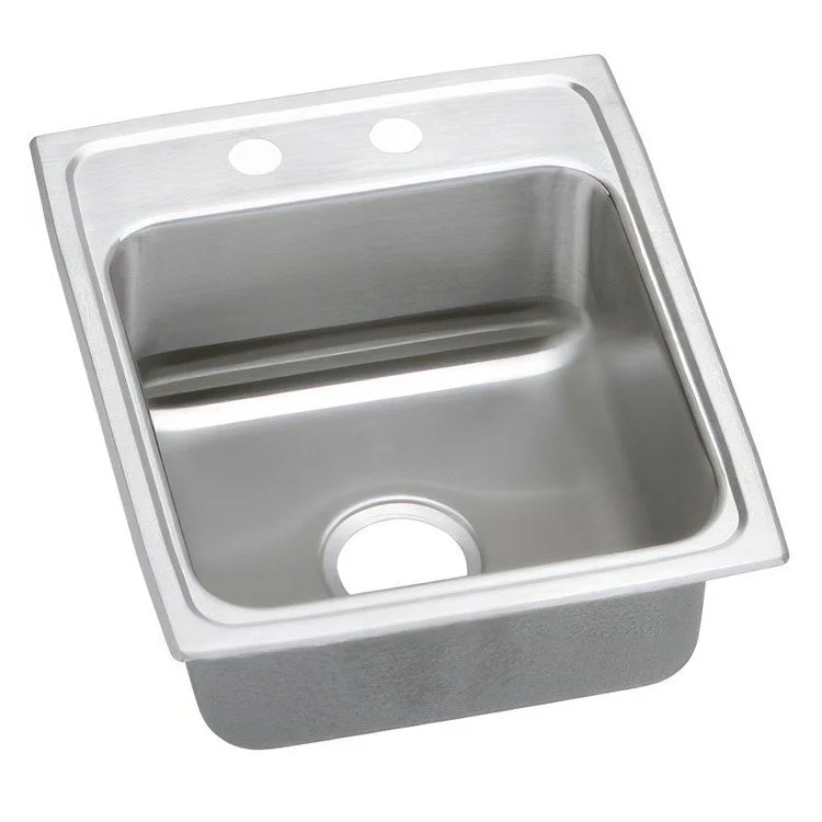 Kitchen Sink Lustertone Classic 17 x 20 Inch Single Bowl 2 Hole ADA Lustrous Satin Drop-In Rectangle Drain Location Rear Center Depth 5-1/2 Inch Quick Clip Mounting System Bottom Only Pads