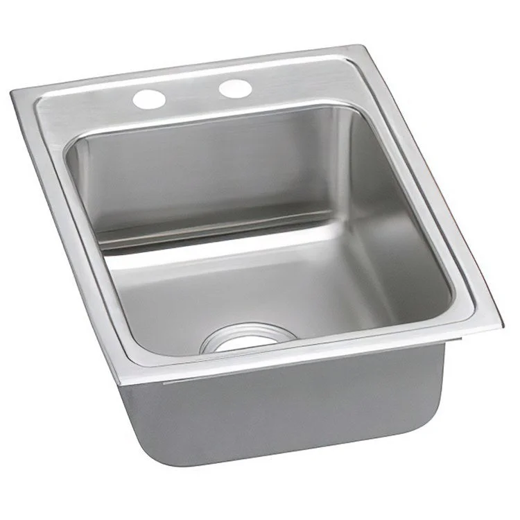 Kitchen Sink Lustertone Classic 17 x 22 Inch Single Bowl MR2 Hole ADA Lustrous Satin Drop-In Rectangle Drain Location Rear Center Depth 5 Inch Quick Clip Mounting System Bottom Only Pads