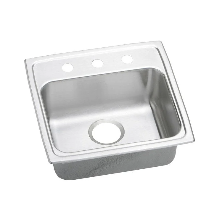 Kitchen Sink Lustertone Classic 19 x 18 Inch Single Bowl MR2 Hole ADA Lustrous Satin Drop-In Rectangle Drain Location Rear Center Depth 5-1/2 Inch Quick Clip Mounting System Bottom Only Pads