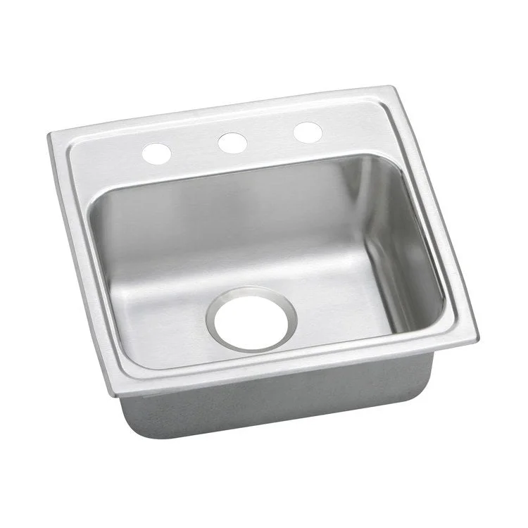 Kitchen Sink Lustertone Classic 19.5 x 19 Inch Single Bowl 2 Hole ADA Lustrous Satin Drop-In Rectangle Drain Location Rear Center Depth 5-1/2 Inch Quick Clip Mounting System Bottom Only Pads