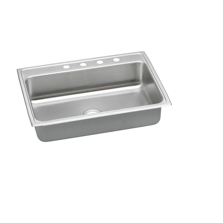 Kitchen Sink Lustertone Classic 31 x 22 Inch Single Bowl 2 Hole ADA Lustrous Satin Drop-In Rectangle Drain Location Rear Center Depth 5-1/2 Inch Quick Clip Mounting System Bottom Only Pads