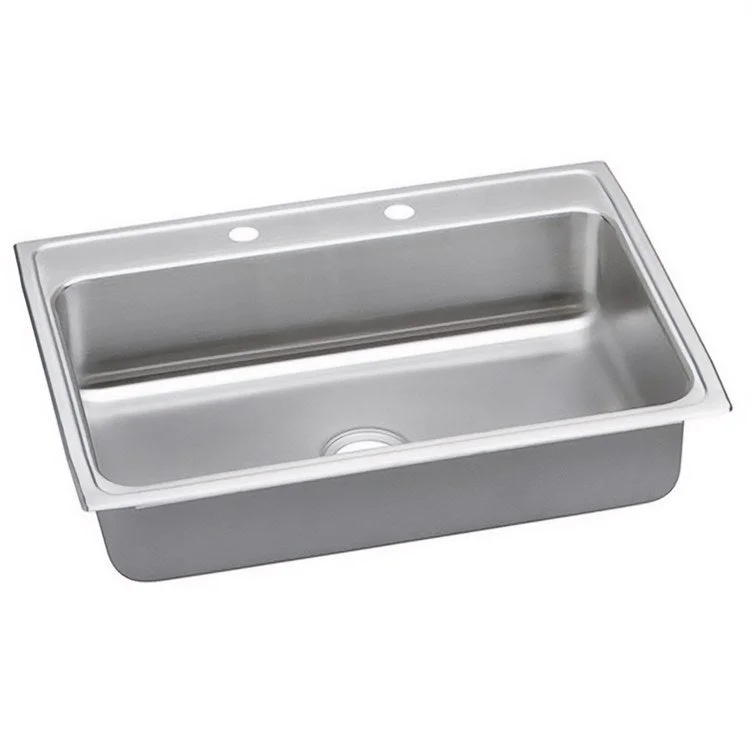 Kitchen Sink Lustertone Classic 31 x 22 Inch Single Bowl MR2 Hole ADA Lustrous Highlighted Satin Top Mount Rectangle Drain Location Rear Center Depth 6-1/2 Inch Quick Clip Mounting System Full Spray Sides and Bottom