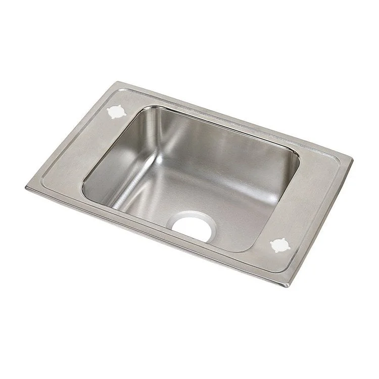 Classroom Sink Celebrity 25 x 17 Inch Single Bowl ADA Rectangular 2LM Hole Brushed Satin Drop-In Minimum Cabinet Size 30 Inch 5-1/2 Inch 20 Gauge Bottom Only Pads