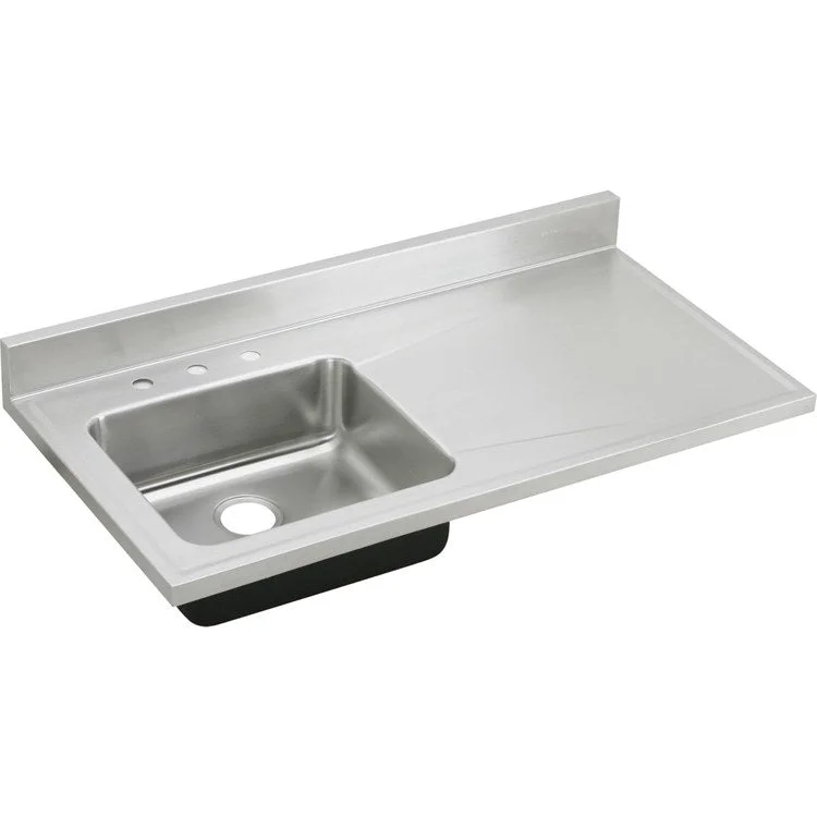 Kitchen Sink Lustertone Classic 48 x 25 Inch Single Bowl Left 3 Hole Lustertone Sink Top Drain Location Rear Center Full Spray Sides and Bottom