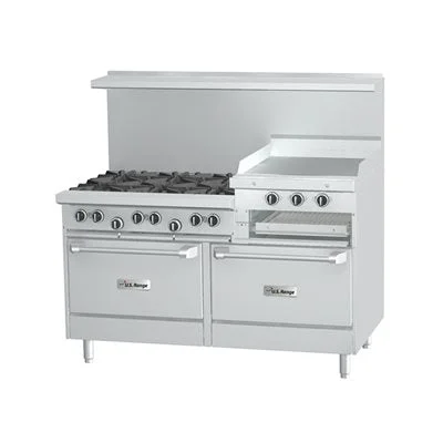 Garland U Series 60" Range with 6 Burners, 24" Griddle & 2 Standard Ovens Natural Gas 304,000 BTU