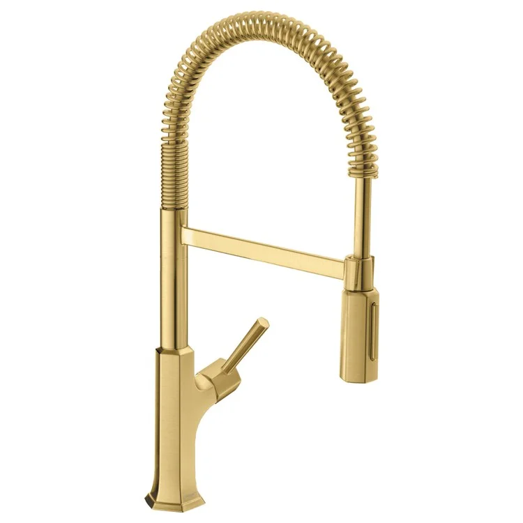 Kitchen Faucet Locarno Semi-Pro 1 Lever ADA Brushed Gold Optic Pull Down Toggle Spray 150 Degree Swivel 1.75 Gallons per Minute