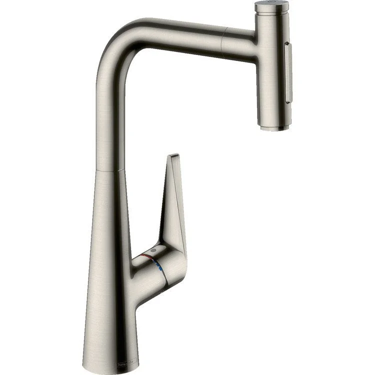 Kitchen Faucet Talis S 1 Lever ADA Steel Optic Pull Down 2 Function High Arc Swivel 1.75 Gallons per Minute