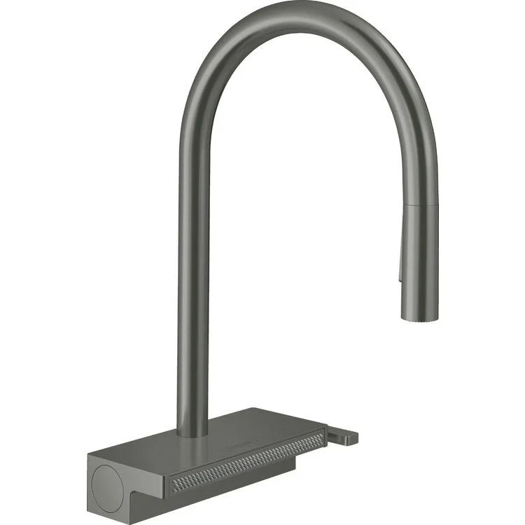 Kitchen Faucet Aquno Select 1 Lever Brushed Black Chrome Pull Down 3 Function Gooseneck 150 Degree Swivel 1.75 Gallons per Minute