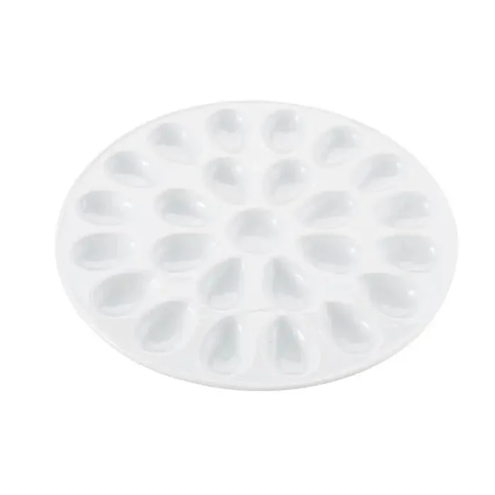 White Porcelain Deviled Egg Dish, 13.25in