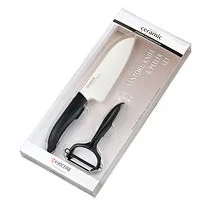 Kyocera 5.5" Black Santoku Knife with Y Peeler