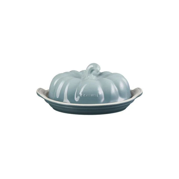 Pumpkin Stoneware Covered Butter Dish - Sea Salt