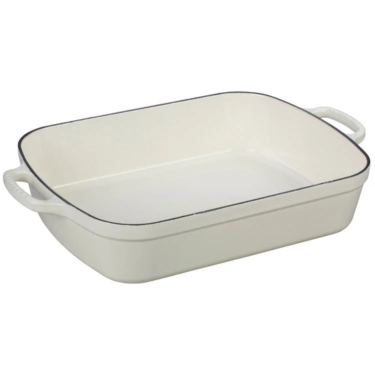 Signature 5.25-Quart Cast Iron Rectangular Roaster - White