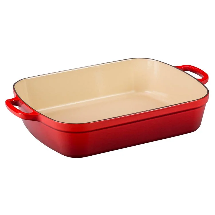 Signature 5.25-Quart Cast Iron Rectangular Roaster - Cerise