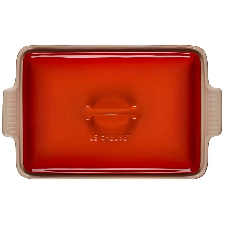 Heritage 4-Quart Stoneware Covered Rectangular Casserole - Flame