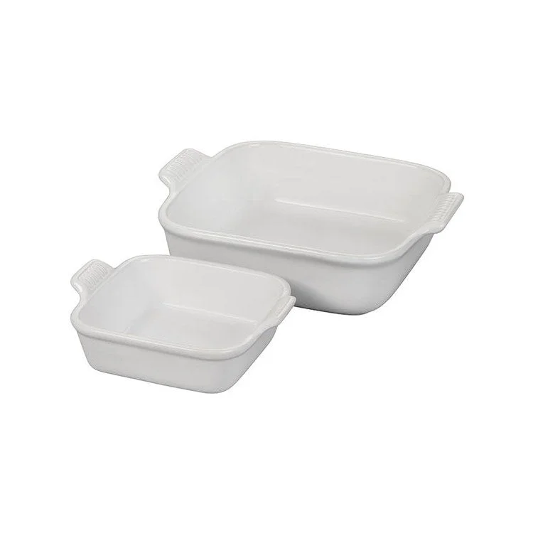 Heritage Stoneware Square Dishes Set of 2 - White