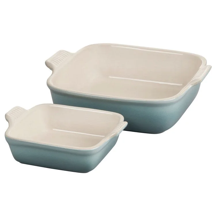 Heritage Stoneware Square Dishes Set of 2 - Sea Salt