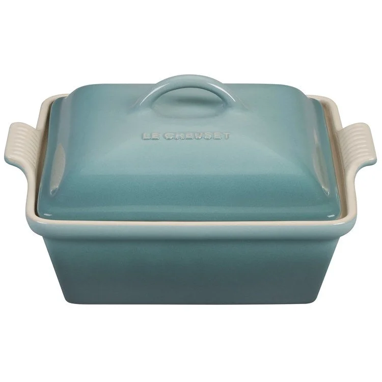 Heritage 2.5-Quart Stoneware Covered Square Casserole - Sea Salt