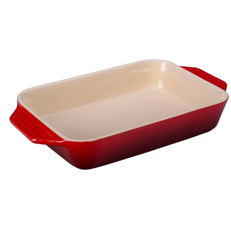 3.15-Quart Stoneware (12.5" x 8.25") Rectangular Dish - Cerise