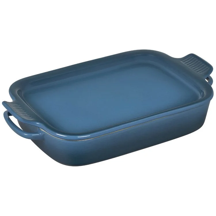 2.75-Quart Stoneware Rectangular Dish with Platter Lid - Deep Teal