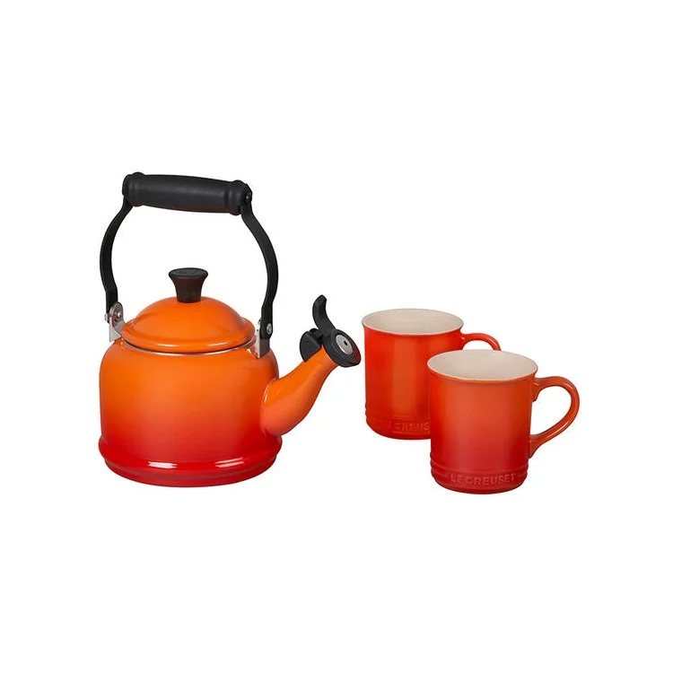 Demi Kettle and 2 Mugs Set - Flame