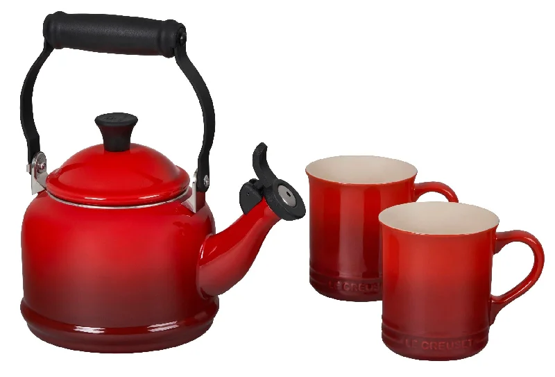 Le Crueset - Demi Kettle w/ 2 Mugs, Cerise