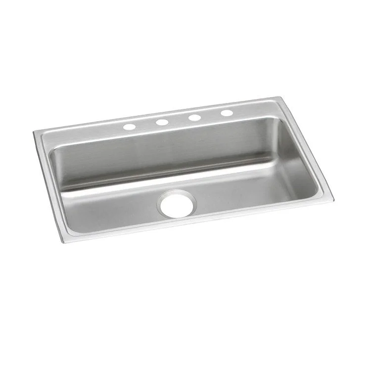 Kitchen Sink Lustertone Classic 31 x 22 Inch Single Bowl ADA Lustrous Satin Drop-In Rectangle Drain Location Rear Center Depth 5 Inch Bottom Only Pads