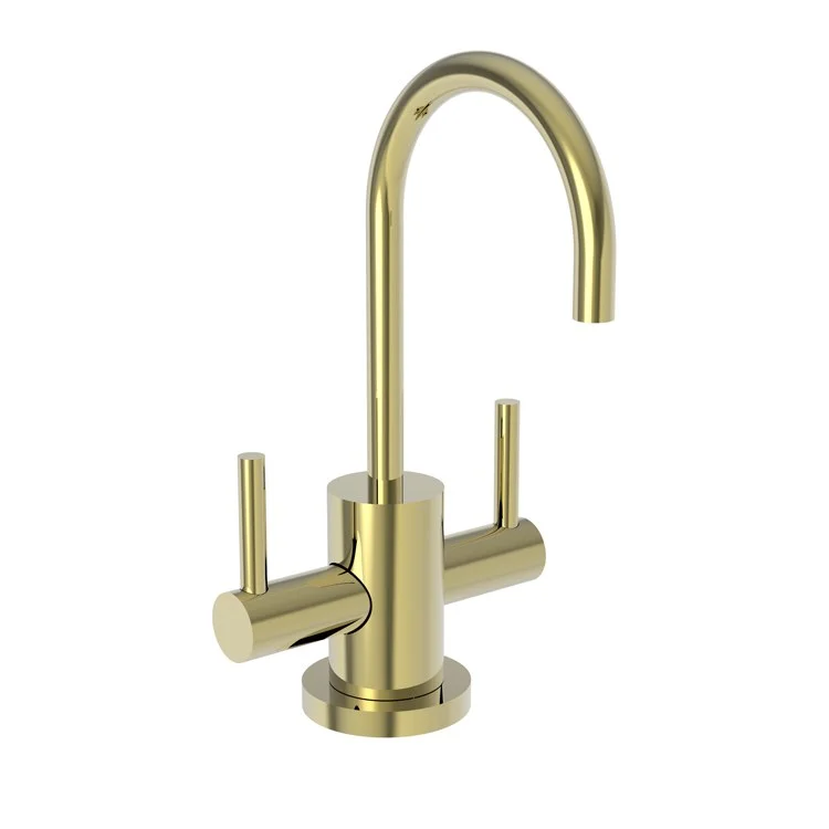 Water Dispenser East Linear Hot and Cold Water 2 Lever Gooseneck Polished Brass Uncoated Living