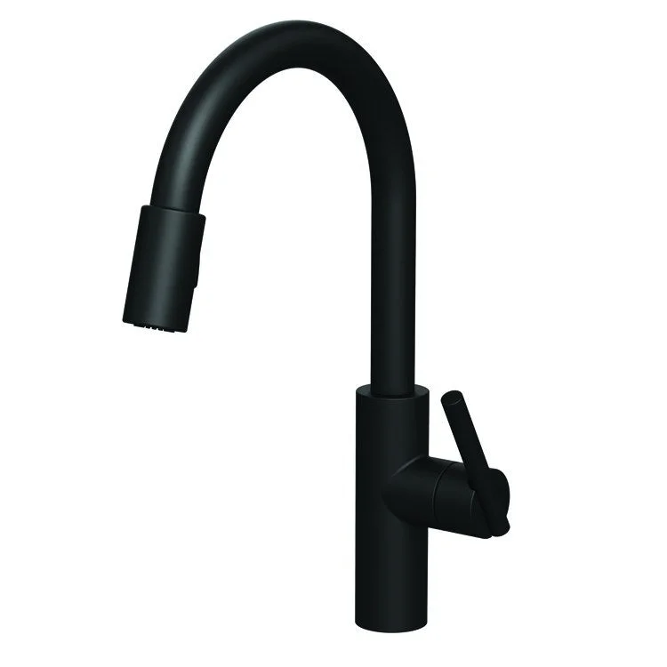 Kitchen Faucet East Linear 1 Lever ADA Flat Black Pull Down Spout Height 9-1/7 Inch 1.8 Gallons per Minute