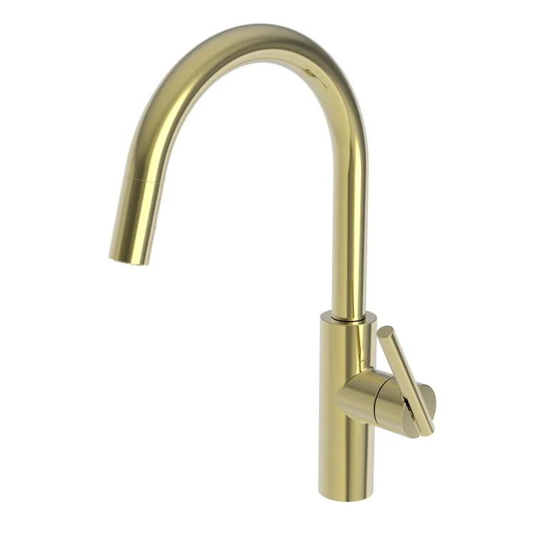 Kitchen Faucet East Linear 1 Lever ADA Polished Brass Uncoated Living Pull Down Spout Height 9-3/5 Inch 1.8 Gallons per Minute