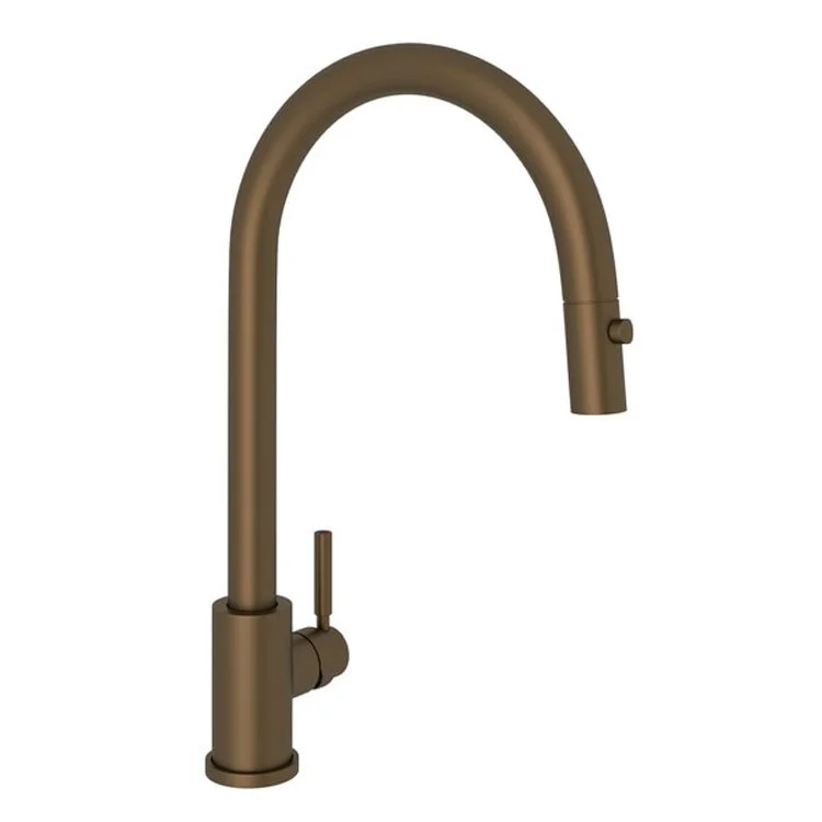 Kitchen Faucet Holborn 1 Lever English Bronze Dual Spray Pull Down C-Spout 1.75 Gallons per Minute