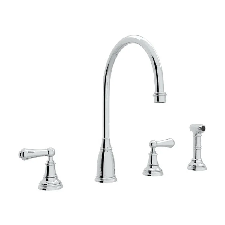 Kitchen Faucet Georgian Era 2 Lever Polished Chrome Swivel C-Spout 1.8 Gallons per Minute