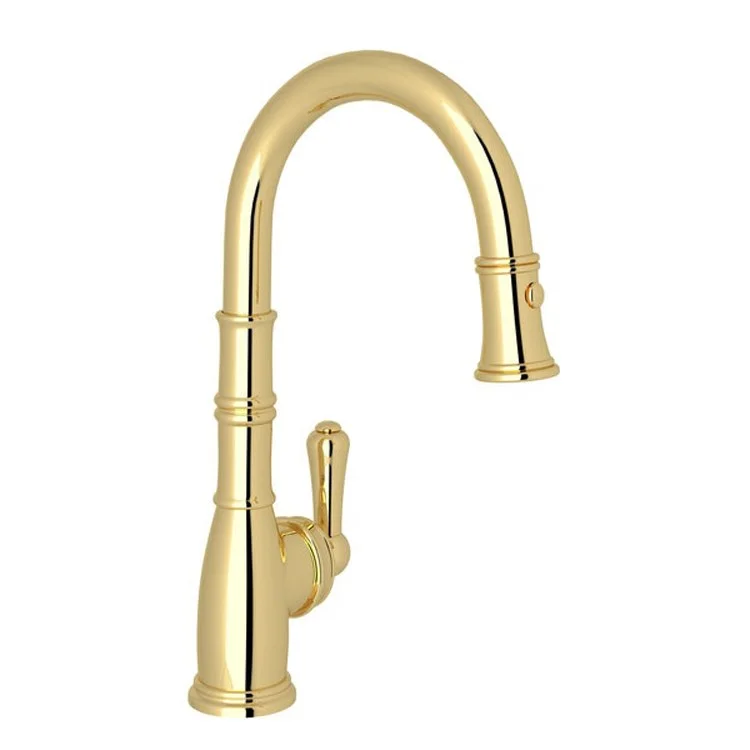 Bar Faucet Georgian Era 1 Lever Unlacquered Brass Pull Down Dual Spray Spout 1.75 Gallons per Minute