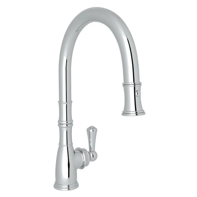 Kitchen Faucet Georgian Era 1 Lever Polished Chrome Pull Down Swivel C-Spout 1.8 Gallons per Minute