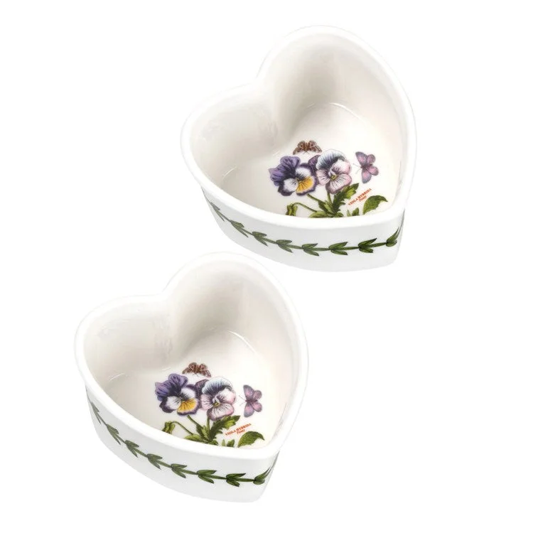 Botanic Garden Heart-Shaped Ramekins Set of 2 -Pansy