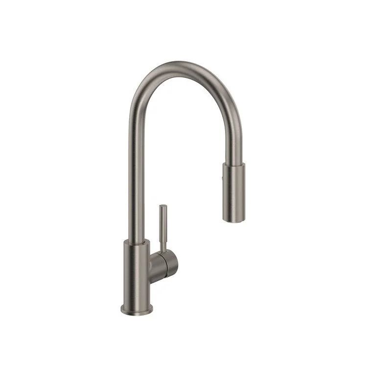 Kitchen Faucet Lux Side Handle Pull Down 1 Metal Lever Satin Nickel 8-1/2 Inch 1.8 Gallons per Minute