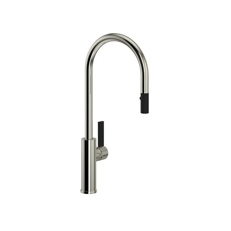 Kitchen Faucet Tuario Pull Down 1 Metal Lever Polished Nickel/Matte Black 10-3/16 Inch 1.5 Gallons per Minute