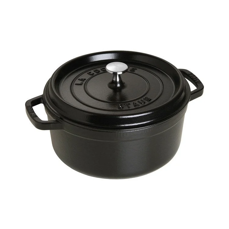 4-Quart Round Cast Iron Cocotte - Black Matte