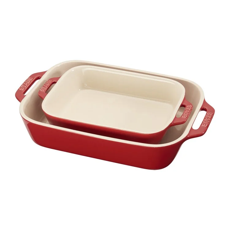 Two-Piece Ceramic Rectangular Baking Dish Set - Cherry