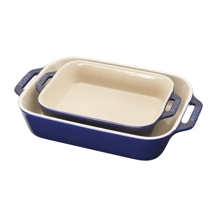 Two-Piece Ceramic Rectangular Baking Dish Set - Dark Blue