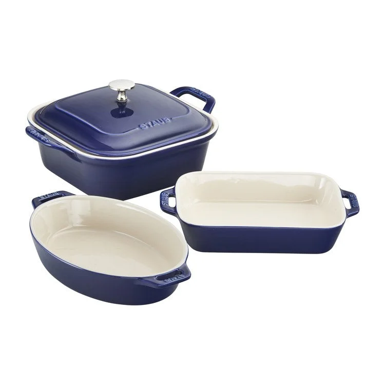 Four-Piece Stoneware Mixed Baking Dish Set - White